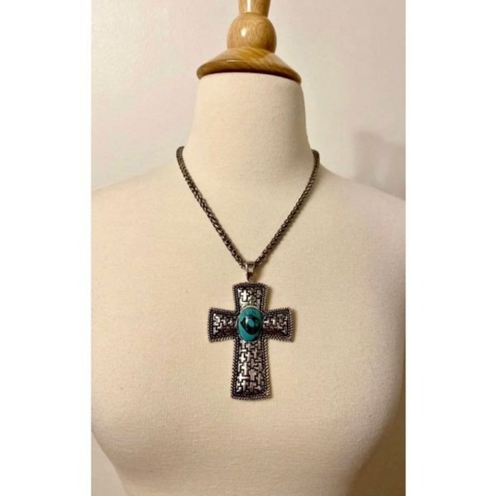 Turquoise Cross Pendant Necklace